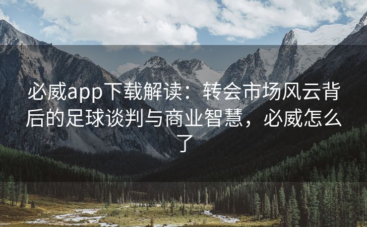 必威app下载解读：转会市场风云背后的足球谈判与商业智慧，必威怎么了  第2张