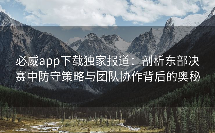 必威app下载独家报道：剖析东部决赛中防守策略与团队协作背后的奥秘